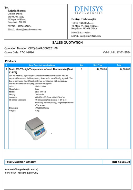 Maple CRM Quotation Format - With Product Image Support